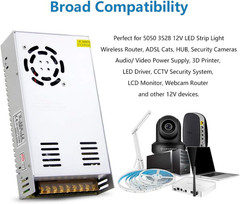 SHNITPWR 12V Power Supply 30A 360W AC to DC Adapter 12 Volt 30 Amp Switching Pow
