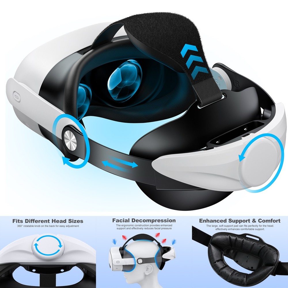 Adjustable VR Headset Strap for Better Support&Comfort for Meta Quest 3S/3/2