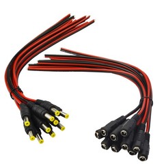 (Real 18AWG) 10 Pairs 12V 5A DC Power Pigtail Barrel Plug Connector Cable, 2