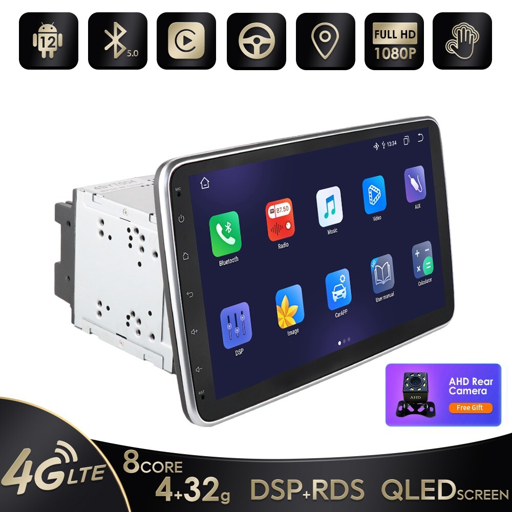 CAM OBD DVR In Dash 4GB RAM 64GB ROM Android 14 10.1″ 2 Din Car Stereo Radio GPS
