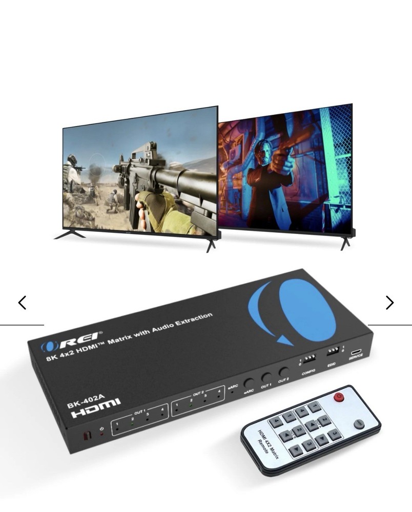 OREI 8K eARC HDMI Matrix Switch 4 X 2,Switcher with Audio Extractor UltraHD.