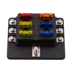 1X 6 Way 12V-32V Car Marine Fuse Box Block Holder W/ 12PCS Blade Fuses Red Light
