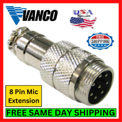 Vanco CBC8EX CB Radio Microphone 8 Pin Male Panel Jack Replacement Extension Kit
