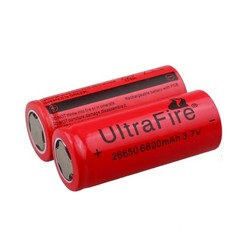 UltraFire 26650 Battery 3.7V Flat Top Rechargeable Batteries Li-ion Cell USA
