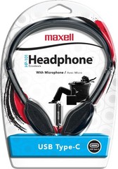 Maxell 197326 Wired On-Ear Headphones with In-Line Mic & USB-C Connector