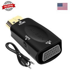 HDMI to VGA Adapter, 1080p HDMI Male to VGA Female Adapter with 3.5mm Audio J…