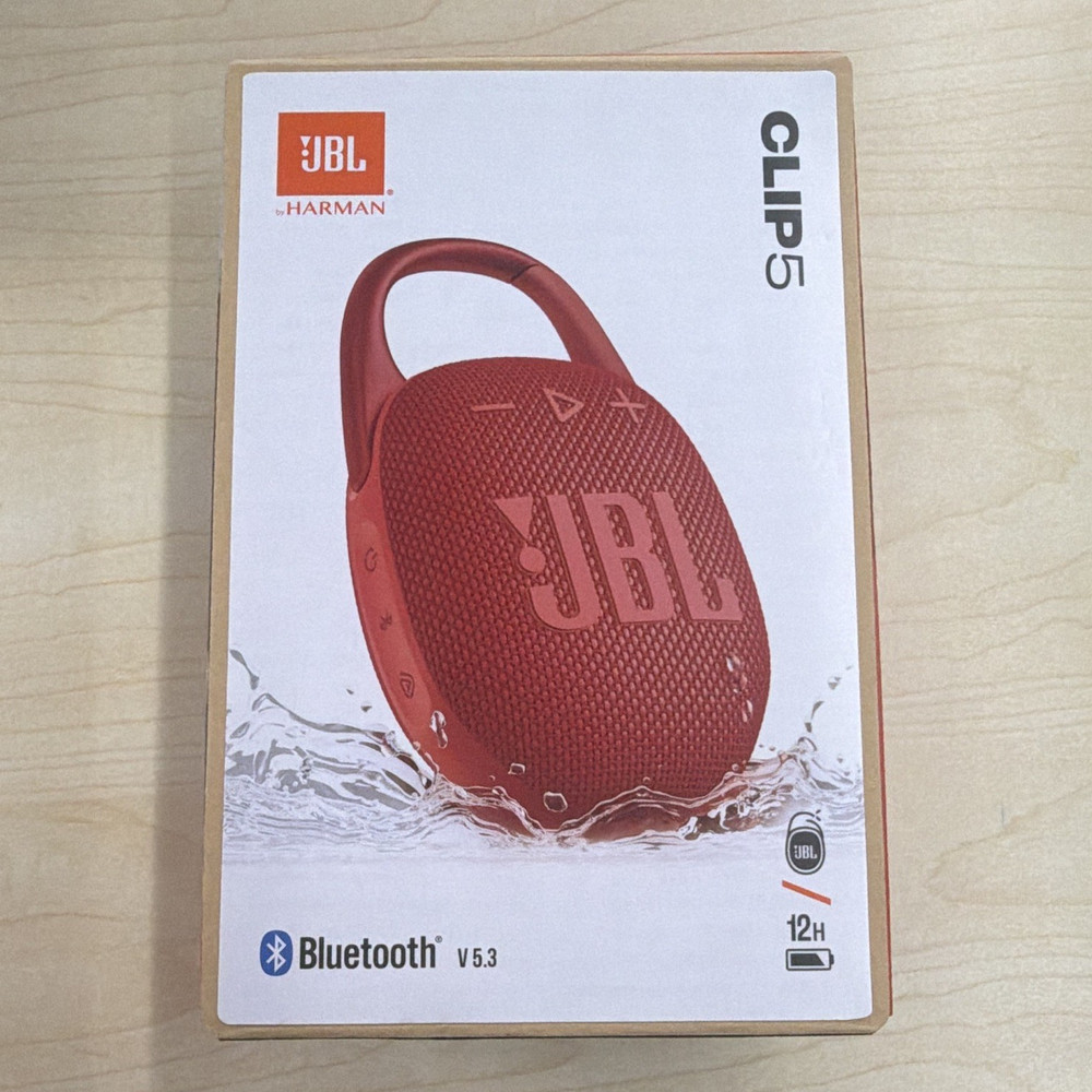 JBL Clip 5 Red Bluetooth Portable Speaker (2024)