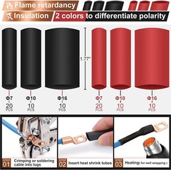 Copper Battery Cable Ends Wire Lugs Assortment Kit AWG 2 4 6 8 10 Gauge 150pcs