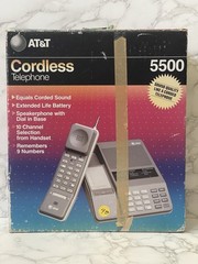 AT&T 5500 Cordless Speakerphone Box Instructions Cord Battery Untested