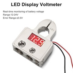 Car Battery Terminal Connectors Kit w/ Digital Voltmeter Display 0/4/8 AWG Gauge