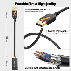 4K DP to HDMI Adapter 5-Pack, 10.2Gbps, Male to Female, Plug & Play, Monitor/PC/