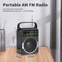 Lightweight AM FM Radio with 5W Loud Speaker & Bluetooth for Travel & Leisure