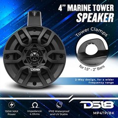 DS18 MP4TP.4A 4 HYDRO 4″ Wakeboard Tower Speakers 600W With Amplifier Bluetooth