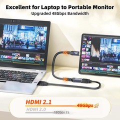 Mini HDMI Male to HDMI Female Bi-direction Adapter Short Cable 4K@120Hz 0.25M