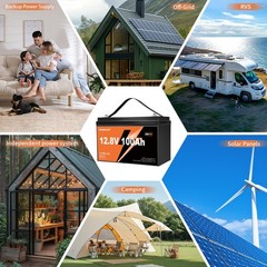 12V 100Ah LiFePO4 Lithium Battery BMS Deep Cycle For RVs Backup Power Off-grid
