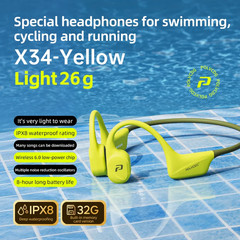 X34 Bone Conduction Swimming Earphones Silicone Head 32GB Memory IPX8 Waterproof