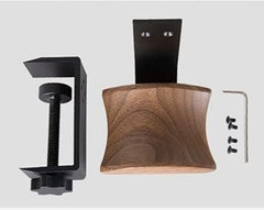 Headphone Holder with 6Cm Wide Walnut Headrest,Adjustable Clamp-On Headset Stand