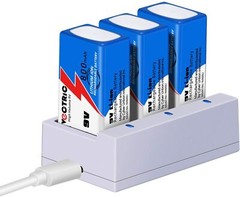 9V Rechargeable Li-ion Batteries 800mAh 9 Volt Lithium-ion 3 Packs with Charger