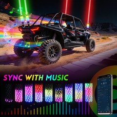 2x 1~3FT Laser LED Whip Spiral Chasing RGB Fat Whip Light For Can Am Polaris RZR