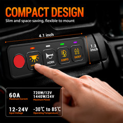 4 Gang Switch Panel LED Light Circuit Control Relay System Box Truck Offroad