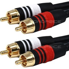 Monoprice 6ft Premium 2 RCA Plug/2 RCA Plug M/M 22AWG Cable – Black