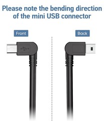 Sturdy 6.6Ft Mini USB Charger Cable for GPS – 90 Degree Design & Dual Pack