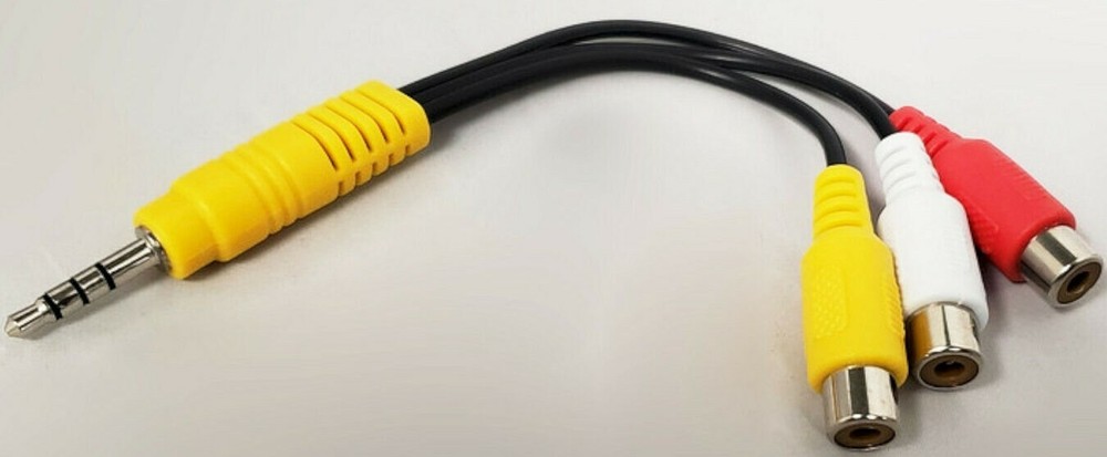 3.5mm Aux Male to 3-RCA Female AV Component Adapter Cable audio video 6″ Cord