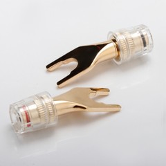 Y Spade to Banana Female Adapter Gold Plated 4mm Speaker Cable Connector