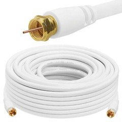 RG6 Coaxial White Cable Dual SHIELDED Extension Coax Satellite TV Antenna Wire