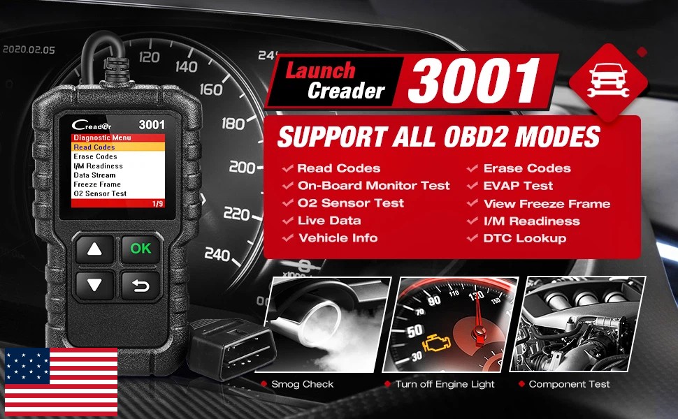 LAUNCH Creader 3001 Full OBD2 Scanner Car DTC Fault Code Reader Diagnostic Tool