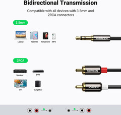 3.5mm to RCA Cable 6.6FT RCA Male to Aux Audio Adapter HiFi Sound Headphone J…