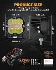 AUXBEAM 3″ LED Work Light Bar Strobe Flash Amber Pods Driving+Black Cover Shield
