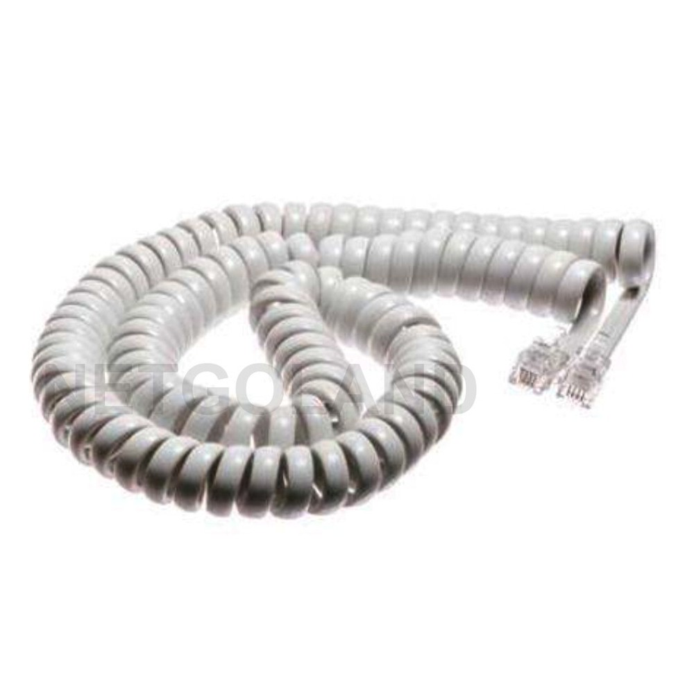 12′ ft Telephone Handset COIL Cord Phone Cable Home Office 4P4C RJ-22 White NEW