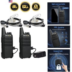 RT22 Walkie Talkies, Mini 2 Way Radio Rechargeable, VOX Handsfree, Portable, …