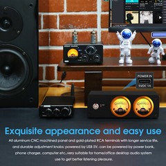 HIFI MM Phono Preamp for Home Turntables Stereo Preamp Headphone Amp w/VU Meter