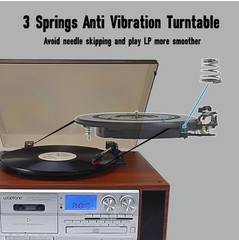 Vinyl Record Player 10 in 1 Bluetooth 3 Speed Turntable Silver TR-18FCD Vintage