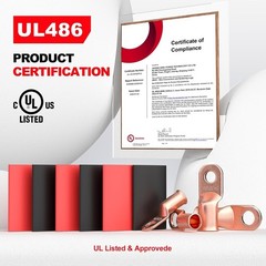 UL Listed 4/0 AWG – 3/8″ Battery Cable Lugs, Heat Shrink Ring Terminals End, Cop