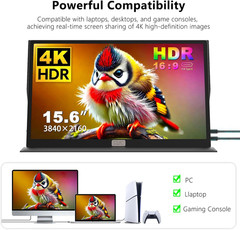 4K Portable Touchscreen Monitor 15.6″ – HDR HDMI USB-C for Laptop & Gaming