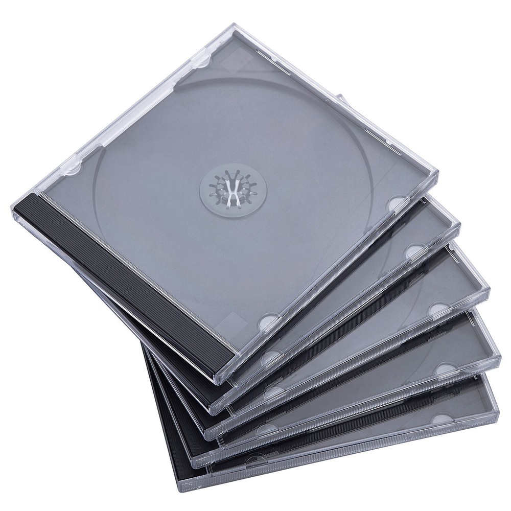 200 CD DVD 10.4mm Standard Single Jewel Case Box Black Removable Tray