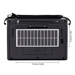 Solar Rechargeable Portable Bluetooth Radio AM/FM/SW 3-Band MP3 Player LED Light