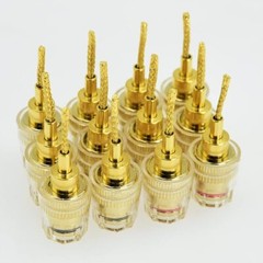 4pcs Pin to Banana Female Speaker Cable Adapter HIFI Audio Gold Plated Connector