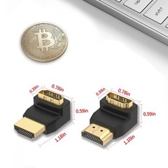 Right Angle HDMI Adapter 90° 270° 2-Pack Male to Female 4K HDR 60Hz L-Shape TV