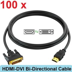 Lot 100 X 0.5M HDMI to DVI-D (24+1) Male PC Cables DVI to HDMI Dual Link Cables