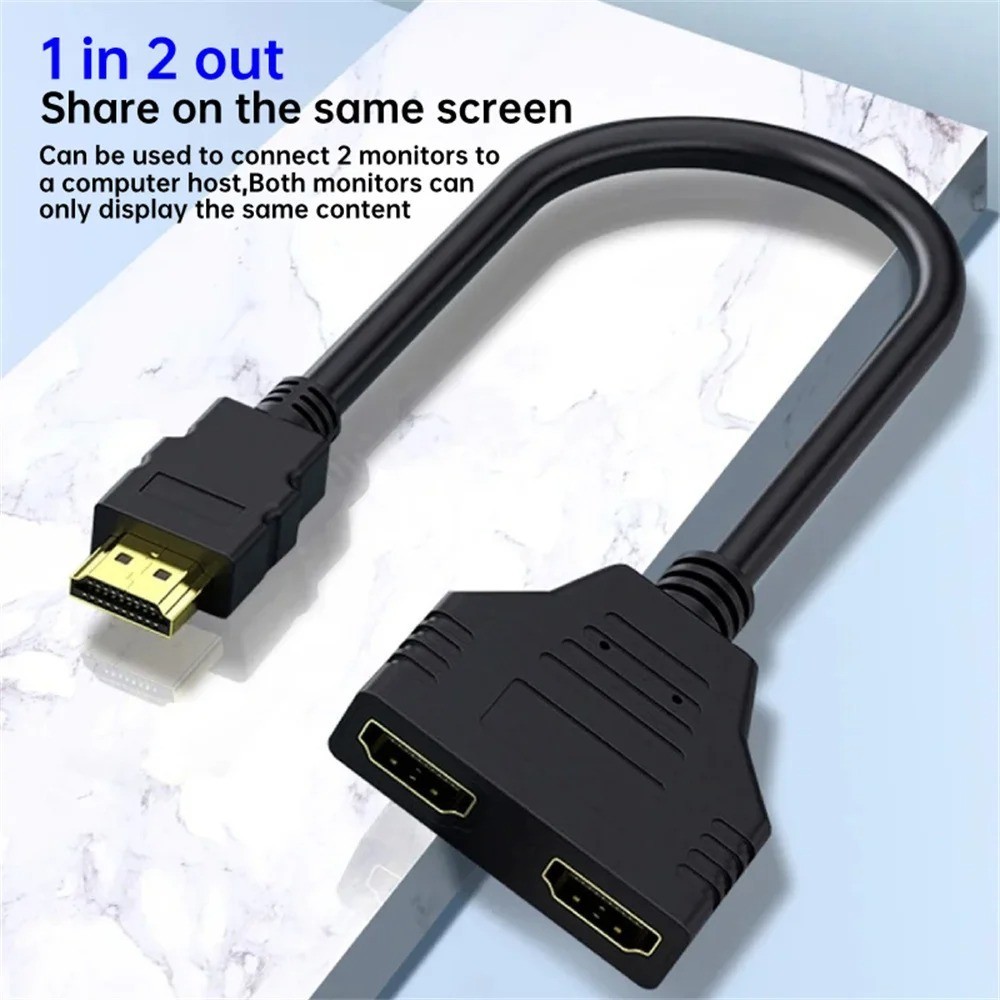 4K HDMI Cable Splitter Adapter 2.0 Converter 1 In 2 Out 1 Male to 2 Female
