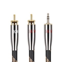 Ultra-High Purity Copper 3.5mm to 2 RCA Male Audio Cable Y Splitter 9.8ft/3M