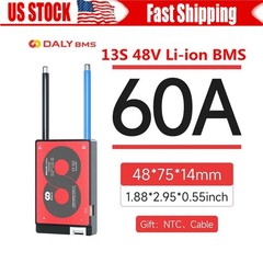Daly BMS 13S 48V 60A Li-ion BMS Common Port w/ Balance+NTC Temperature Sensor US