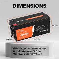 Litime 12V 300Ah LiFePO4 Lithium Battery 3840Wh For RV Marine Solar-refurbished