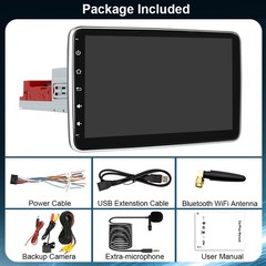 Android Auto Single 1 DIN 10.1″ Car Stereo GPS Radio Floating QLED Screen+Camera