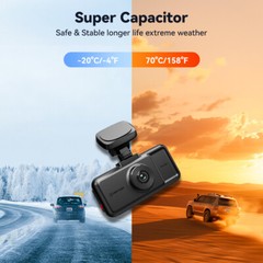 REDTIGER A6 3 Channel Dash Cam, 2.5K+1080P+1080P, 5.8GHz WiFi,3″ Touch Screen
