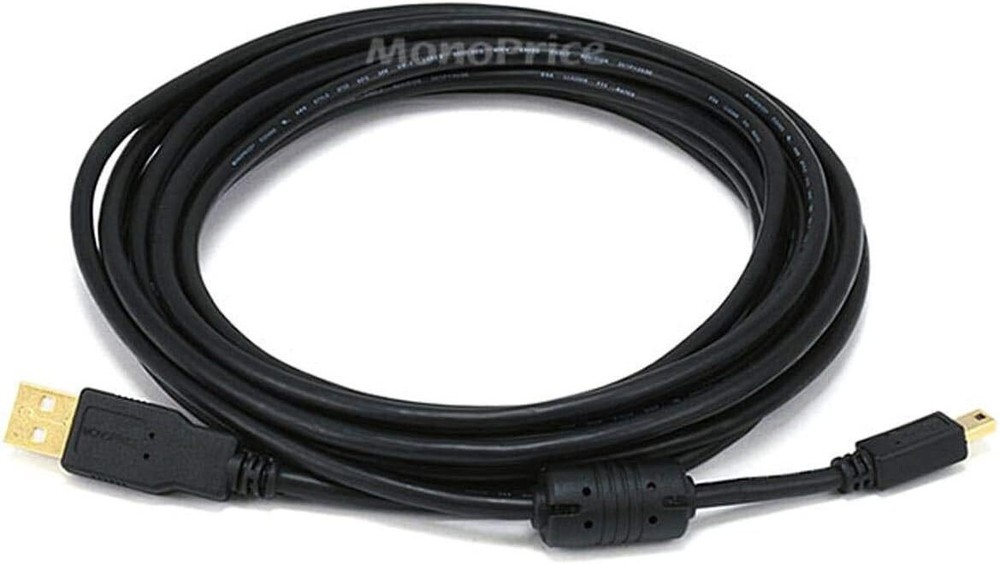 Monoprice USB 2.0 Type-A Male to Mini Type-B 5pin Male Cable 28/24AWG, 15FT Gold